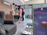 Preview 2 of My friend makes me orgasm so hard in a cafe by using remote control toy - Lust 2