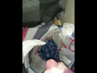 masturbation, male moaning, cum on clothes, laundry