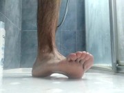 Preview 4 of Would you like to cum on my feet? Bath them with your Sperm please! Sexy Feet Boy Play in the Shower