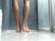 Preview 6 of Would you like to cum on my feet? Bath them with your Sperm please! Sexy Feet Boy Play in the Shower