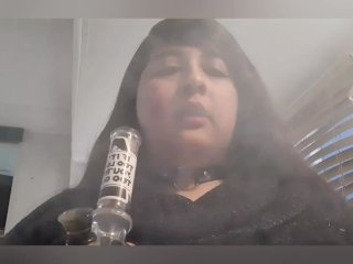 420 Smoke Sesh + Teasing Titties + Coughing Fetish Arab BBW