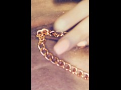 Chain pulling up my slutty pussy