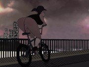 Preview 2 of Slutty Girl Rides Dildo On Bike In Public Animation Loop