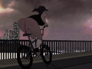 Preview 3 of Slutty Girl Rides Dildo On Bike In Public Animation Loop
