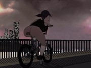 Preview 4 of Slutty Girl Rides Dildo On Bike In Public Animation Loop
