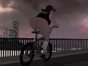 Preview 6 of Slutty Girl Rides Dildo On Bike In Public Animation Loop