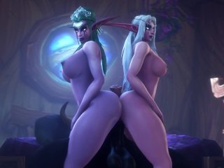 night elf, world of warcraft, big boobs, 3d