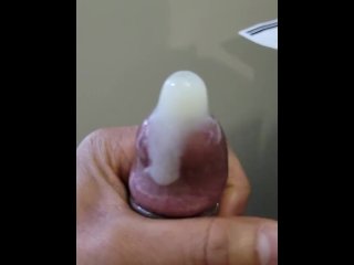 orgasm, hot guy masturbating, cum in condom, vertical video