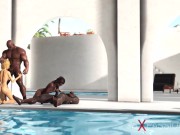 Preview 4 of Group sex on the island. Black big guys fuck hard hot horny girls