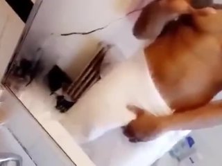 Black Dick in Towel Rubbing with Hand LARGE Amateur