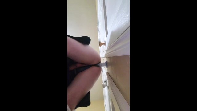 Femboy wall riding big dildo