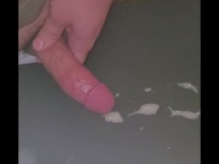 Top view, uncut jerking session with slowmotion cumshot! Shaved, clean and cumming strong!