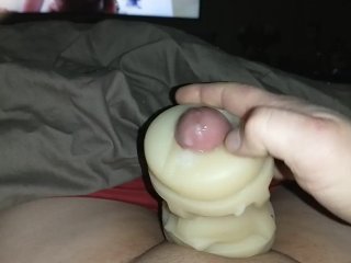 Stroking my cock with cumshot