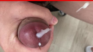 The moment when a close-range cock ejaculates