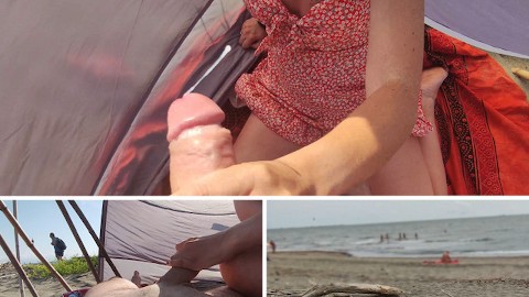 Pik laten zien in het openbaar - Mijn vrouw laat me klaarkomen voor vreemden op een naaktstrand - MissCreamy