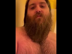 Hairy metal guy in shower 