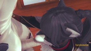 Genshin Impact Furry - Zhongli Cat Blowjob with POV (Uncensored)