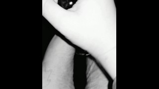 Feet, glass dildo