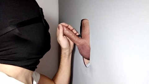 Straight guy returns to gloryhole a second time to be drained, cums without telling me