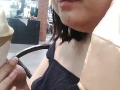 EATING and LICKING ice cream YUMMY/ COLD ON MY TONGUE/ model rebecca 