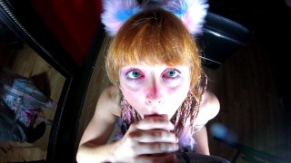 POV Of A Redhead With Fox Ears Giving A Blowjob And Receiving A Facial
