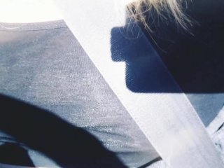 I get horny in the car everyday.  I try to behave baby.  Blonde No bra wish I could take out my tits