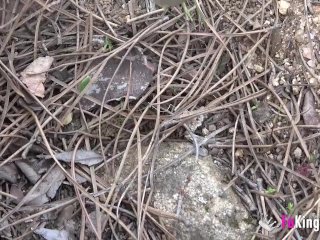 She needs BIG COCKS that tickle her throat, so she looks for them in the forest