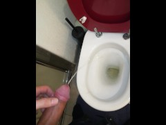 10 shots cumshot ruined in toilet, then difficult piss