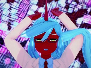 demon girl, blowjob, handjob, anime