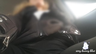 Real MILF public car masturbation during work break moaning orgasm
