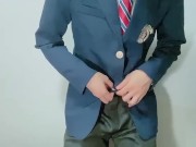 Preview 1 of [Standing masturbation] A handsome member of society has become a high school student! Excited mass