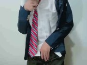 Preview 2 of [Standing masturbation] A handsome member of society has become a high school student! Excited mass