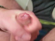 Preview 2 of Jerking my thick wet uncut cock in public toilet and wiping precum all over my underwear