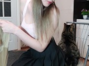 Preview 2 of Try on haul pantyhose with cat )))