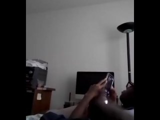 dick rub, cum shot, webcam, ebony