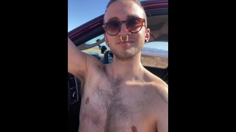 FTM trans man public piss in the desert