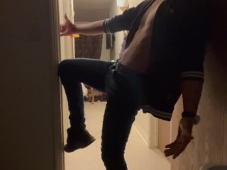 creampie, uniform, solo male, tiktok dance