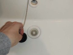 Video Hentai is peeing to wash basin.
