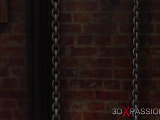 Sex slave young woman gets fucked by a masked man in the basement