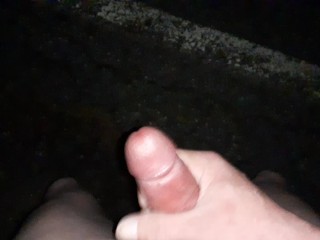 Jerking and Cumming by the Road while Naked.