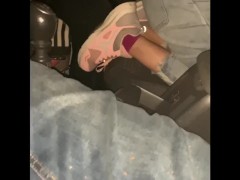 Video street girl strips naked in the car