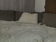Preview 1 of Fun Couch Riding Warmed Up With Sloppy Blowjob From Natural Big-Tits Girlfriend Huge Breast Cumshot!