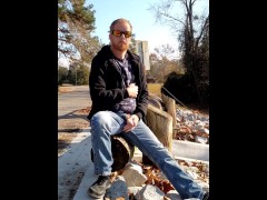 Horny ginger outdoors!