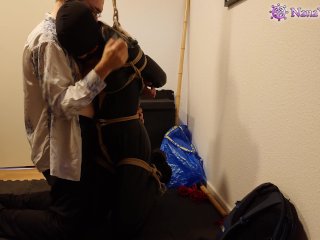 Tied on knees in leather