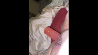 Fucking my wet ass pussy with a giant ass dildo
