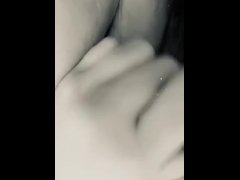 Chubby chic tubby her clit and cum