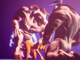 Furry_fucked in a circle by horsecock double_anal