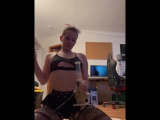 dyed hair, female orgasm, small tits, solo female