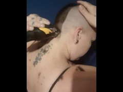 Buzz cut with clippers and then razor shaved smooth