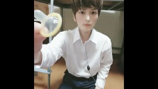 The Attractive Japanese Man Uses A Condom For Masturbation And Ends Up Ejaculating A Lot On The Rubber 003